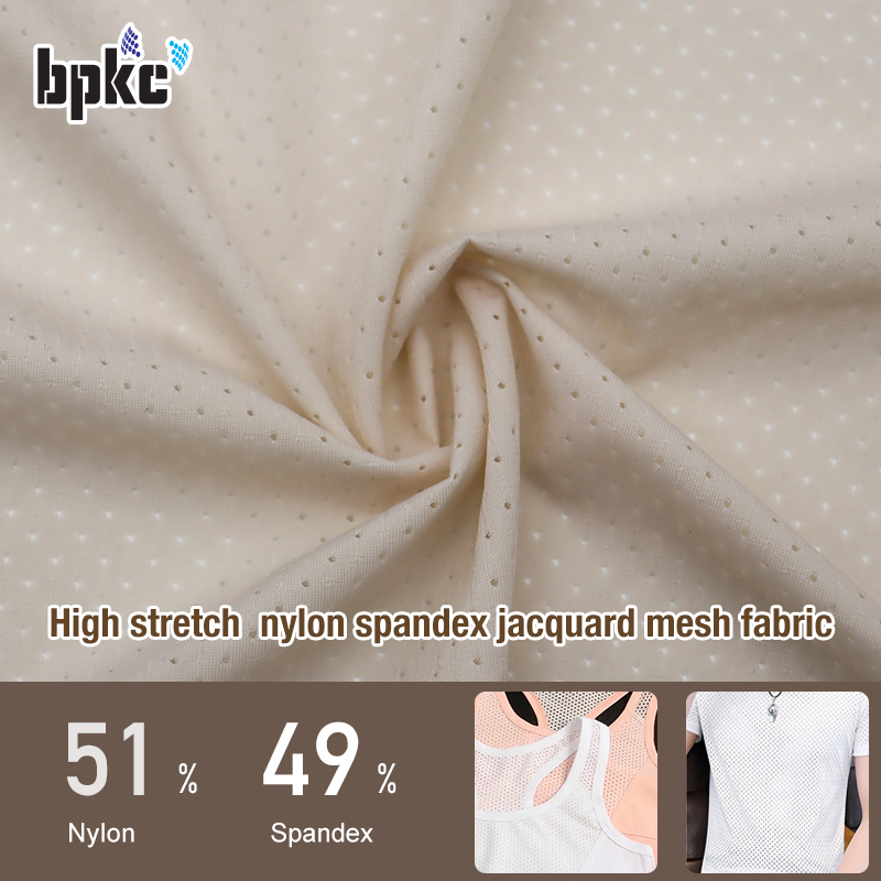 High stretch  nylon spandex jacquard mesh fabric