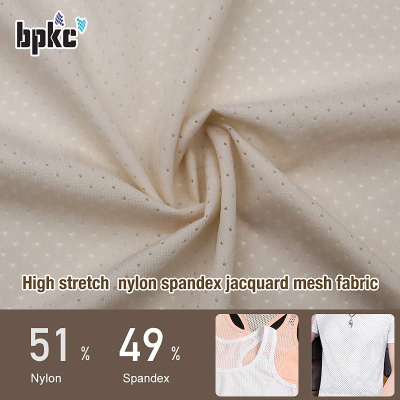 High stretch  nylon spandex jacquard mesh fabric